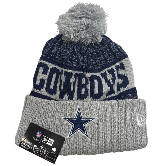 New Era Other - Dallas Cowboys New Era NFL On-Field Pom Knit Beanie Hat Gray & Navy